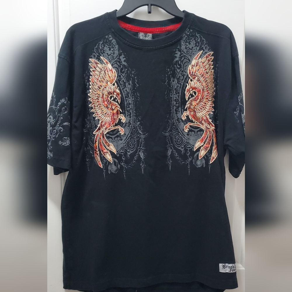 Vintage Brooklyn Express Top with Embroidered Dragons Size Large